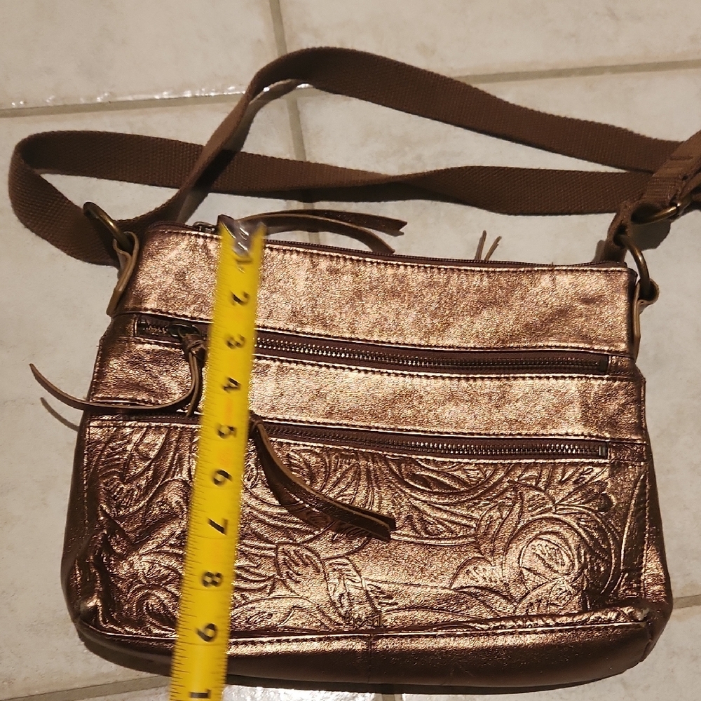 The Sak Metallic Brown Floral Crossbody Bag - Picture 14 of 17